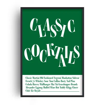 Fanclub Green Classic Cocktails Alcohol Drink Exclusive Retro Art Print A2 In Green