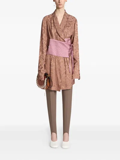 Dries Van Noten Jacquard Wrap Top In Pink