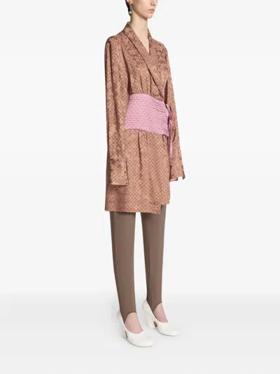 Dries Van Noten Jacquard Wrap Top In Pink