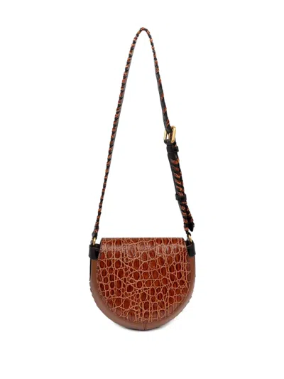 Dries Van Noten Crocodile-effect Braided-strap Crossbody Bag In Brown