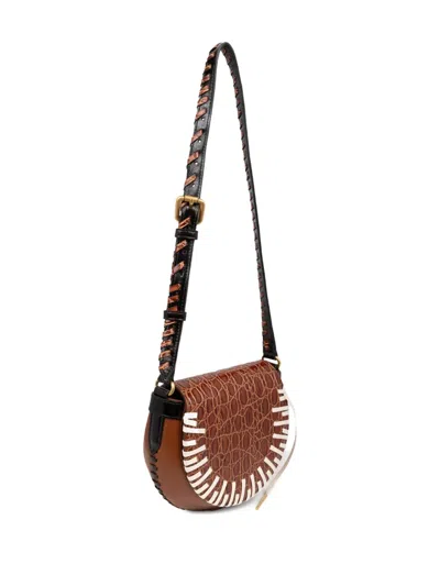 Dries Van Noten Crocodile-effect Braided-strap Crossbody Bag In Brown