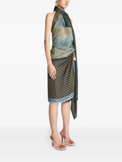 Dries Van Noten Halter-neck Geometric-pattern Top In Multi
