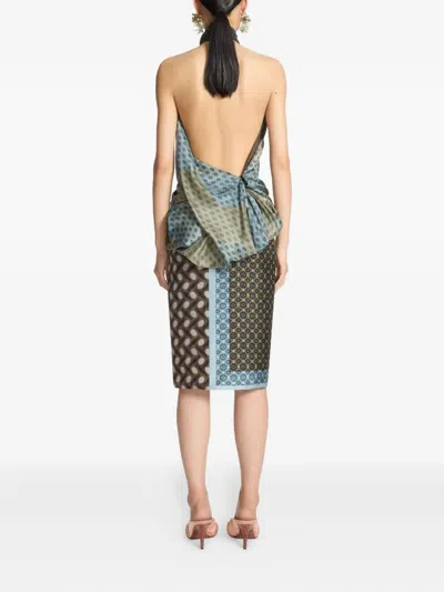Dries Van Noten Halter-neck Geometric-pattern Top In Multi
