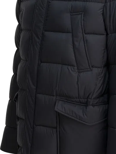 Herno Quilted Black Down Jacket With Detachable Hood In Blue