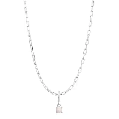Gold Trip Women's White / Silver October Birthstone Necklace In Silver In Neutral