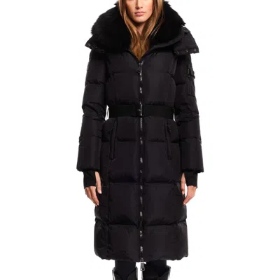 Sam . Luxe Long Noho Water Resistant Down Puffer Coat In Black