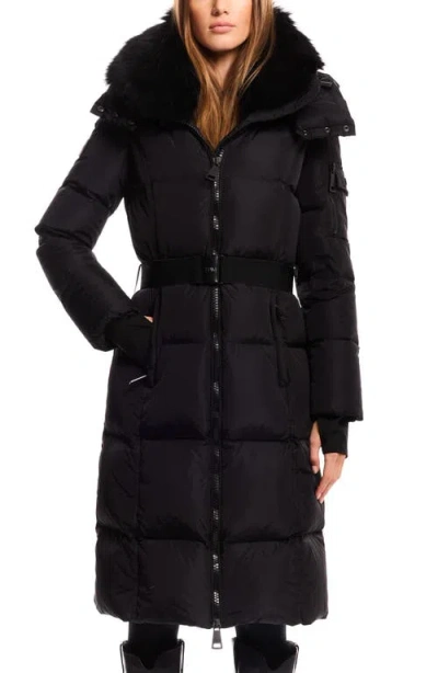 Sam . Luxe Long Noho Water Resistant Down Puffer Coat In Black