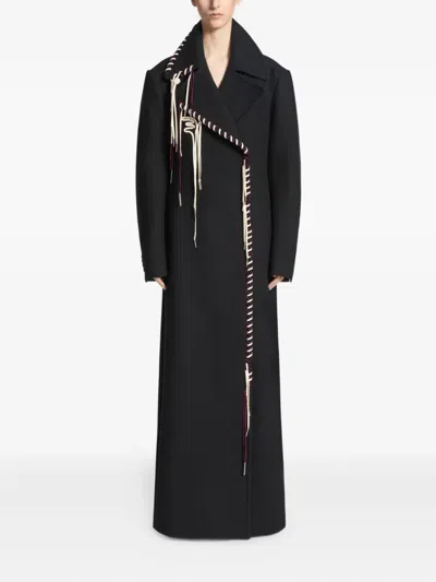 Dries Van Noten Rafaella Whipstitched Wool Blend Coat In Black