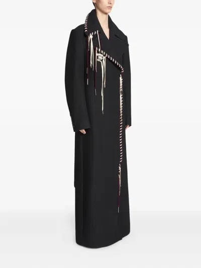 Dries Van Noten Rafaella Whipstitched Wool Blend Coat In Black