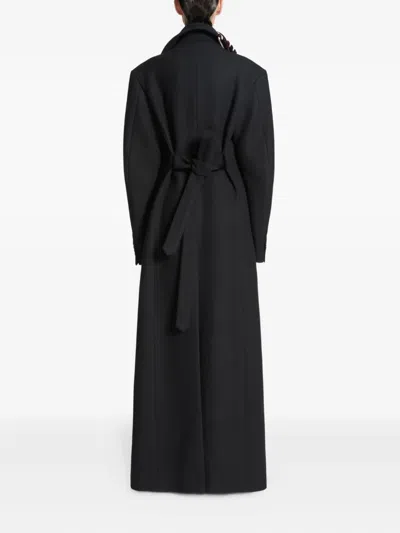 Dries Van Noten Rafaella Whipstitched Wool Blend Coat In Black