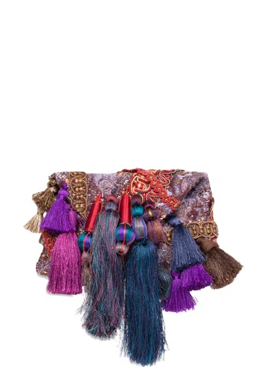 Dries Van Noten Tassel-embellished Envelope Clutch Bag In Multi