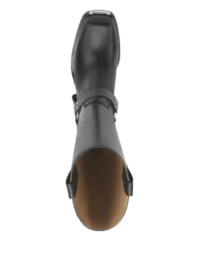 西部牛仔风皮质中筒靴