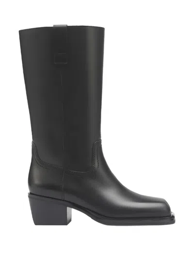 西部牛仔风皮质中筒靴