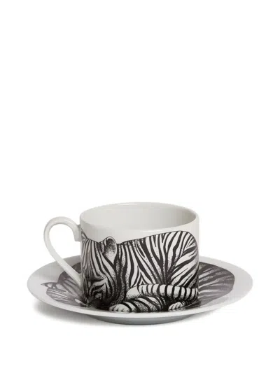 Fornasetti Zebra-print Tea Cup (set Off Two) In White