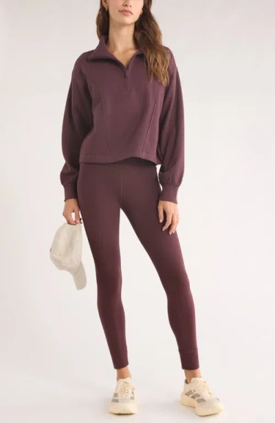 Zella Ultra Cozy Fleece Half Zip In Brown