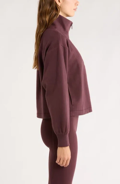 Zella Ultra Cozy Fleece Half Zip In Brown