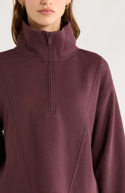 Zella Ultra Cozy Fleece Half Zip In Brown