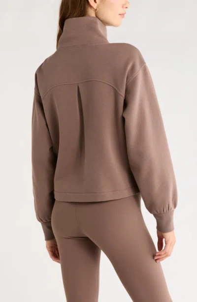 Zella Ultra Cozy Fleece Half Zip In Brown
