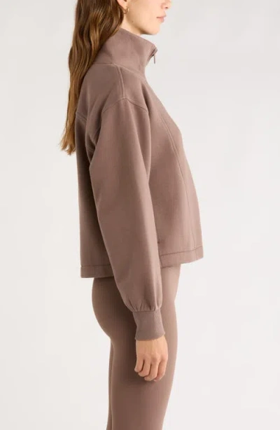 Zella Ultra Cozy Fleece Half Zip In Brown