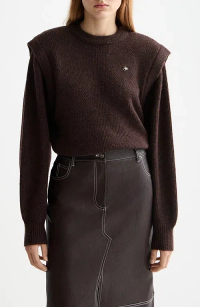 Scotch & Soda Extende Shoulder Crewneck Sweater In Brown