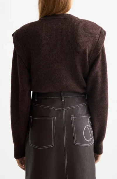 Scotch & Soda Extende Shoulder Crewneck Sweater In Brown