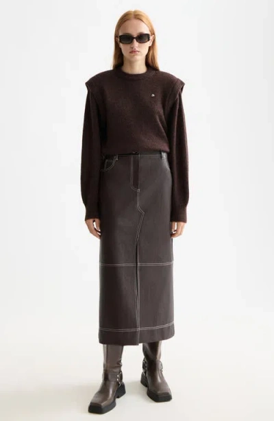 Scotch & Soda Extende Shoulder Crewneck Sweater In Brown