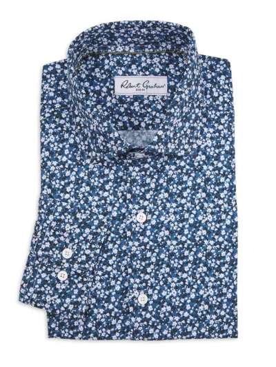 Robert Graham Men's Floral Print Cotton Dress Shirt In Blue