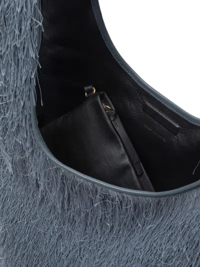 Dries Van Noten Large Tote Bag With Fringe In Blue