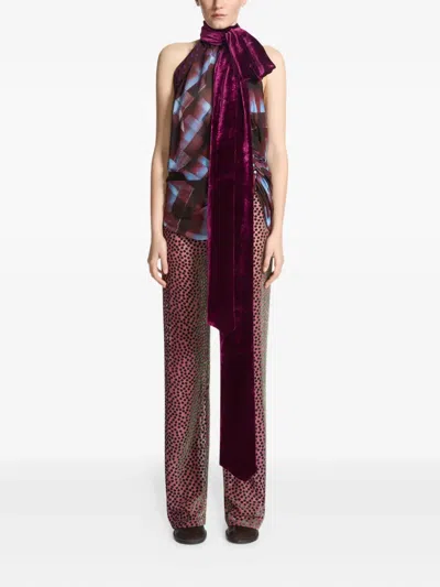 Dries Van Noten Draped Halter Top With Scarf In Blue