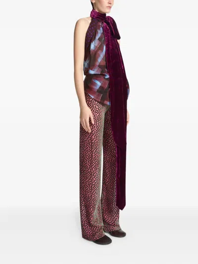 Dries Van Noten Draped Halter Top With Scarf In Blue