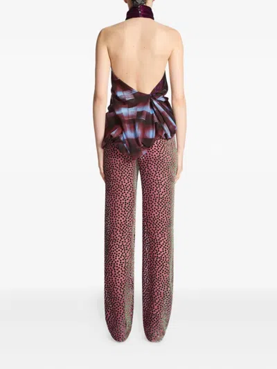 Dries Van Noten Draped Halter Top With Scarf In Blue