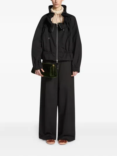 Dries Van Noten Drawstring Collar Sweatshirt With Elasticated Cuffs And Hem In Black
