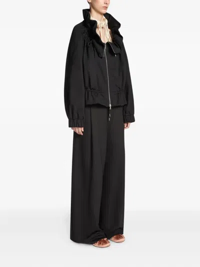 Dries Van Noten Drawstring Collar Sweatshirt With Elasticated Cuffs And Hem In Black