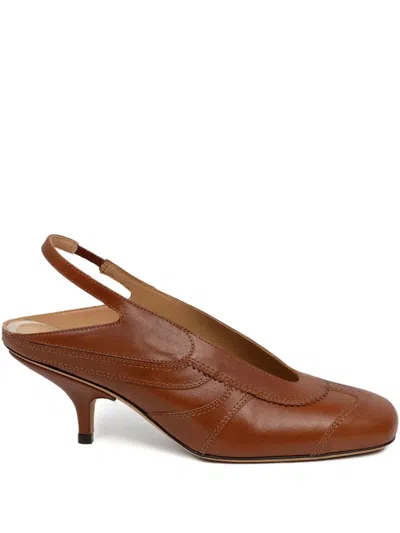 Dries Van Noten 60mm Slingback Leather Pumps In Brown