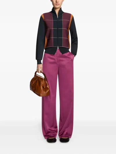 Dries Van Noten Zipped Checked Jacket In Blue