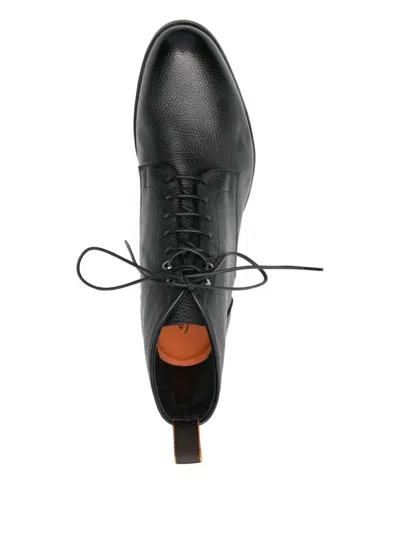 Santoni Leather Colin Lace-up Boots In Black