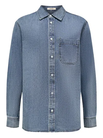 12 Storeez Pocket Denim Shirt In Blue