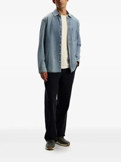 12 Storeez Pocket Denim Shirt In Blue