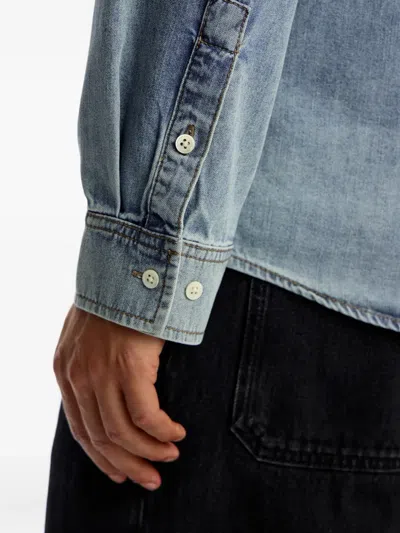 12 Storeez Pocket Denim Shirt In Blue