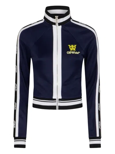 Off-white Logo Printed Zip-up Jacket In Black