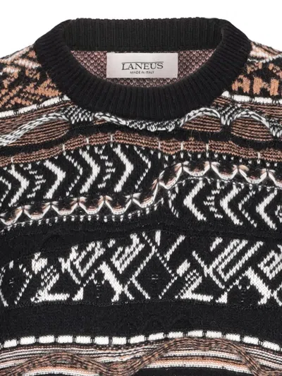 Laneus Patterned Sweater In Brown