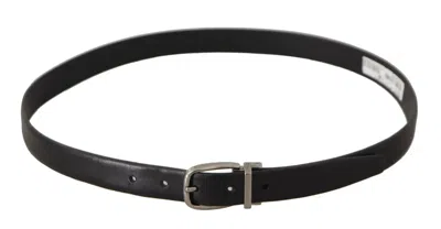 Pre-owned Dolce & Gabbana Black Classic Leather Silver Tone Metal Buckle Men's Belt ()