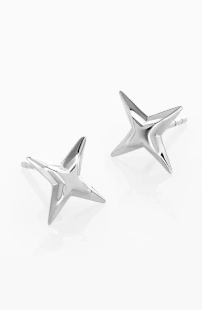 Oak & Luna Northern Star Stud Earrings In White