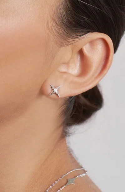 Oak & Luna Northern Star Stud Earrings In White