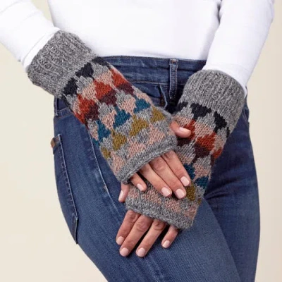 Feelgoodz Hand-knit Jaya Harlequin Wool Half Mitten In Gray
