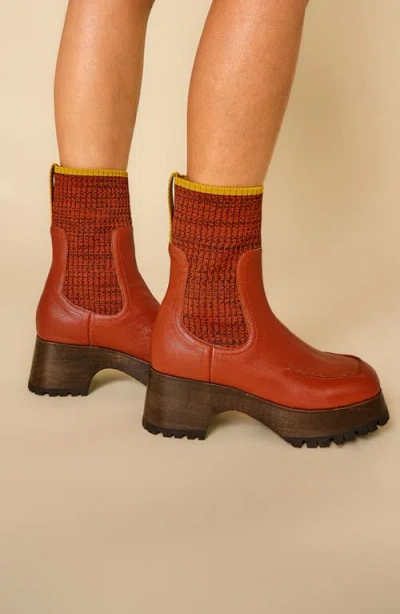 Charlotte Stone Loma Platform Lug Sole Clog Boot In Brown