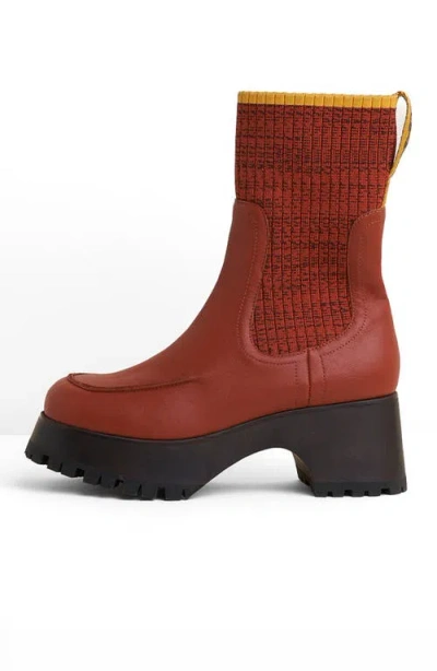 Charlotte Stone Loma Platform Lug Sole Clog Boot In Brown