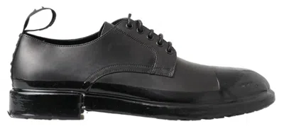 Pre-owned Dolce & Gabbana Black Leather Derby Dress Men's Shoes ()