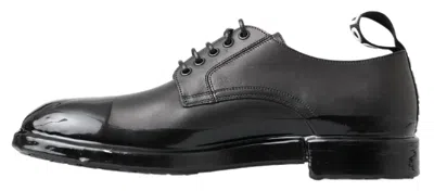 Pre-owned Dolce & Gabbana Black Leather Derby Dress Men's Shoes ()