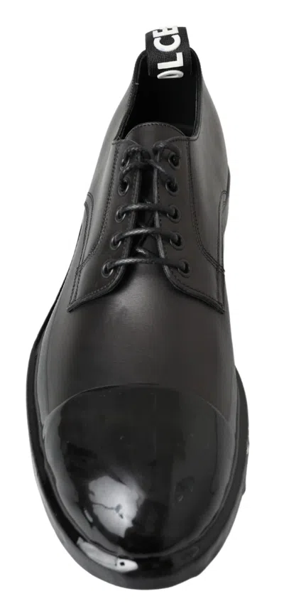 Pre-owned Dolce & Gabbana Black Leather Derby Dress Men's Shoes ()